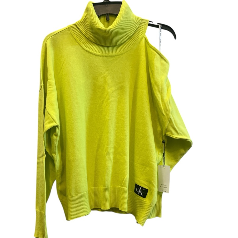 Calvin Klein 100% CottonWomen's Neon Yellow Turtle Neck Sweater Size XL